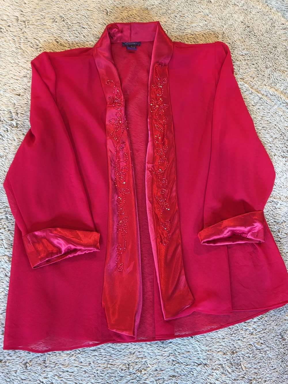 Women's Beaded Sheer Jacket in red Size 18